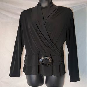 Crew Knit Wear black wrap top, XL